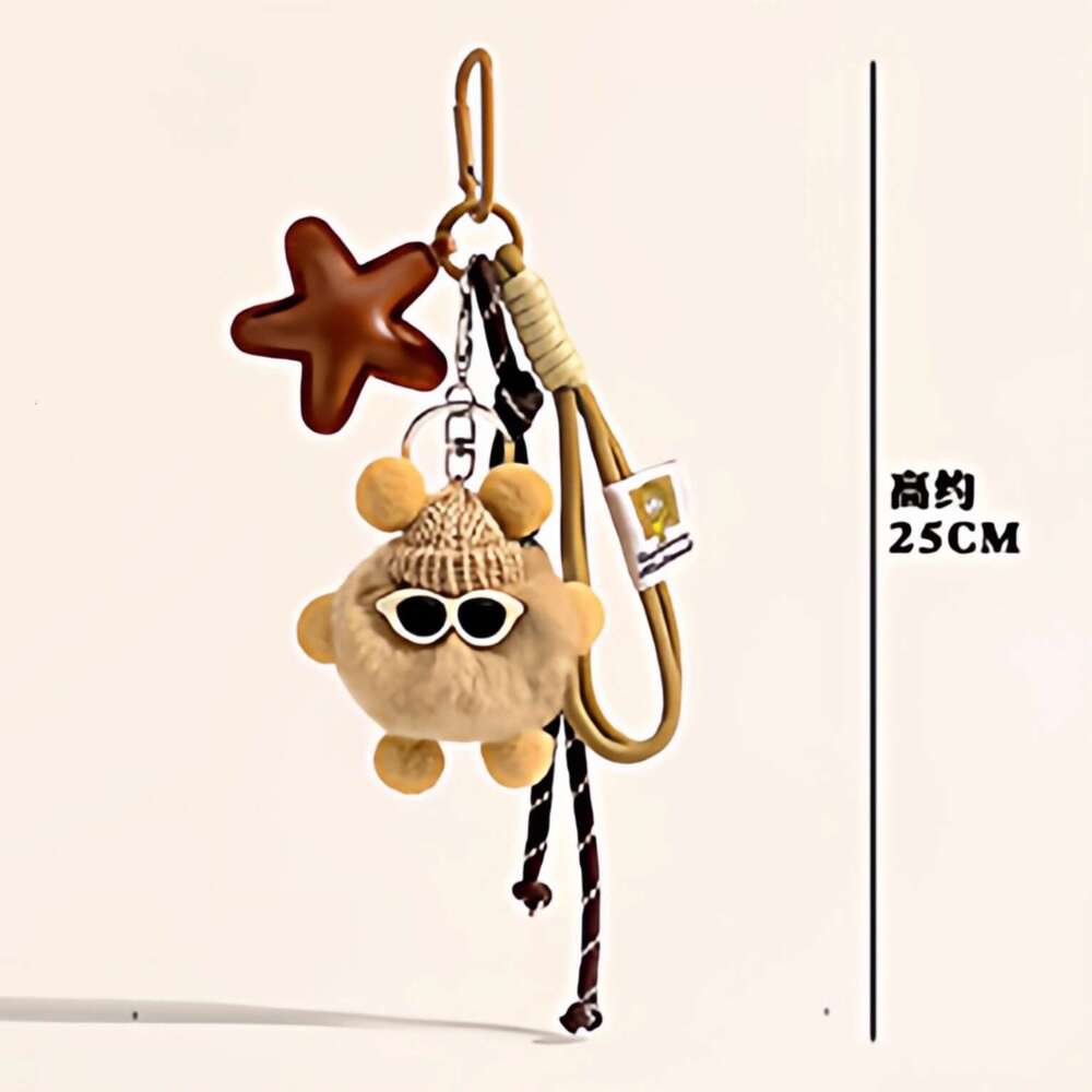Cute DIY Black Rex Rabbit Fur Small Coal Ball Bag Pendant Plush Doll Backpack Decoration Keychain Gift