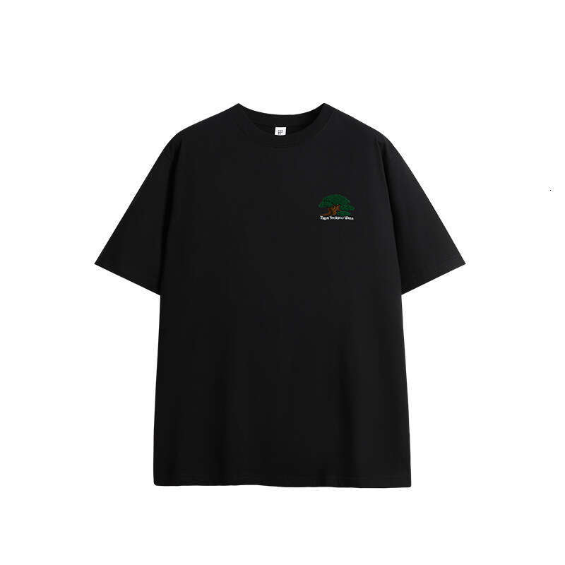 Heavyweight Trendy Brand Embroidered Trendy High Street New Chinese Handsome Round Neck Top Loose Versatile Pure Cotton Top