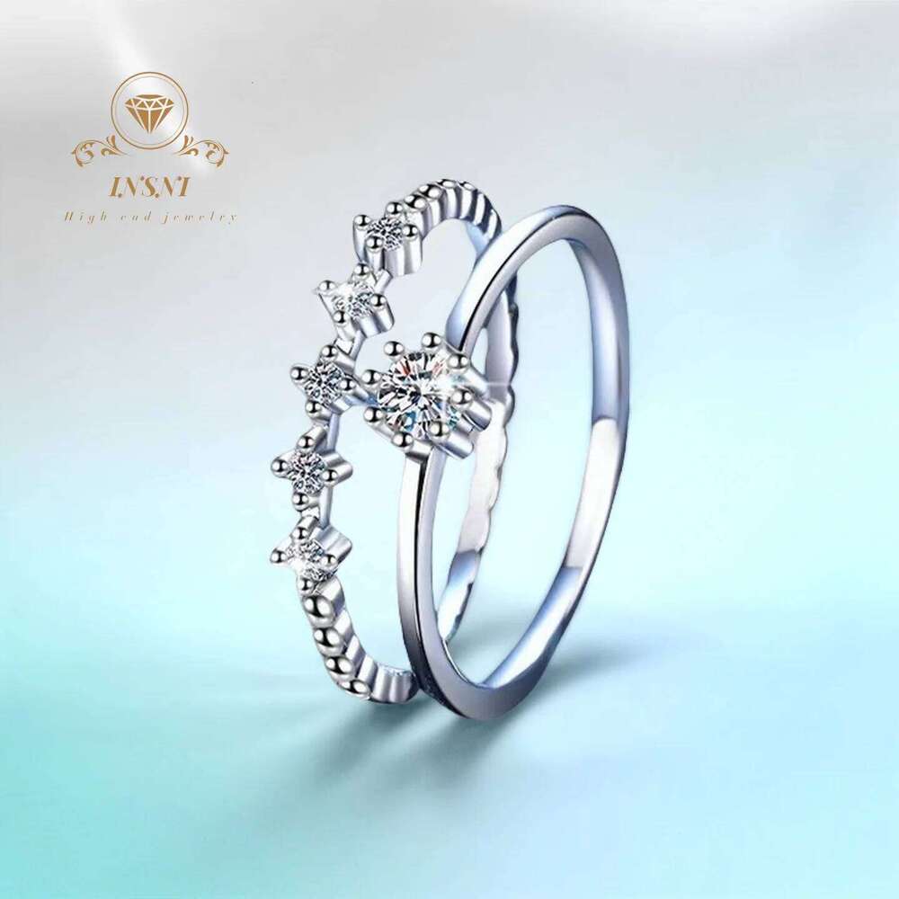 0.1CT D Color Mini Stackable Cluster Moissanite Ring S925 Silver Women's Jewelry GBA Certified Free Gift Box for Woman H260312