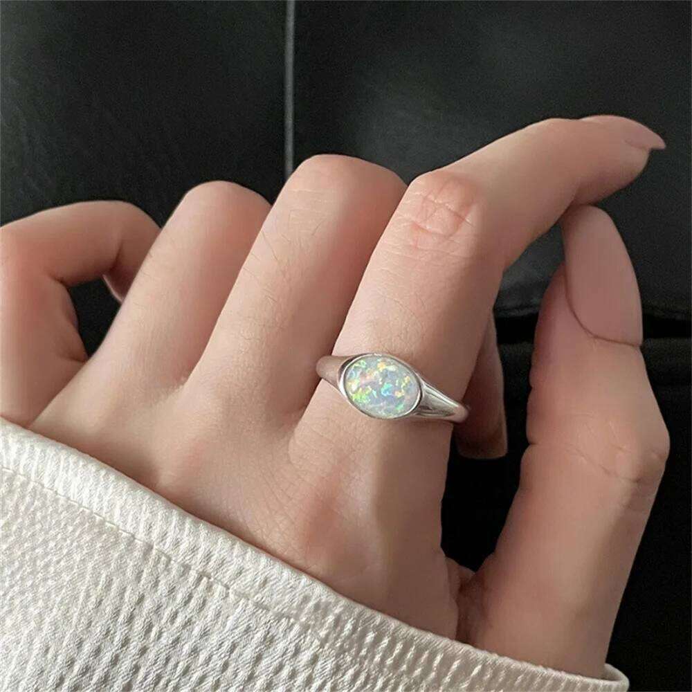 Shell Opal Stone Cuff Rings For Women Girl 2023 New Trend Fashion Vintage Jewelry Ladies Gift Party anillos mujer H260312
