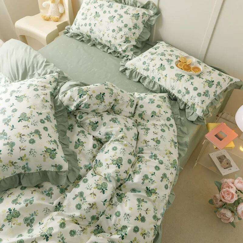 100% Cotton Bedding Four-piece Set Skin Friendly Breathable Sheet 2 Pieces Pillowcase Bedroom Twin Size Bed Quilt Cover H260312