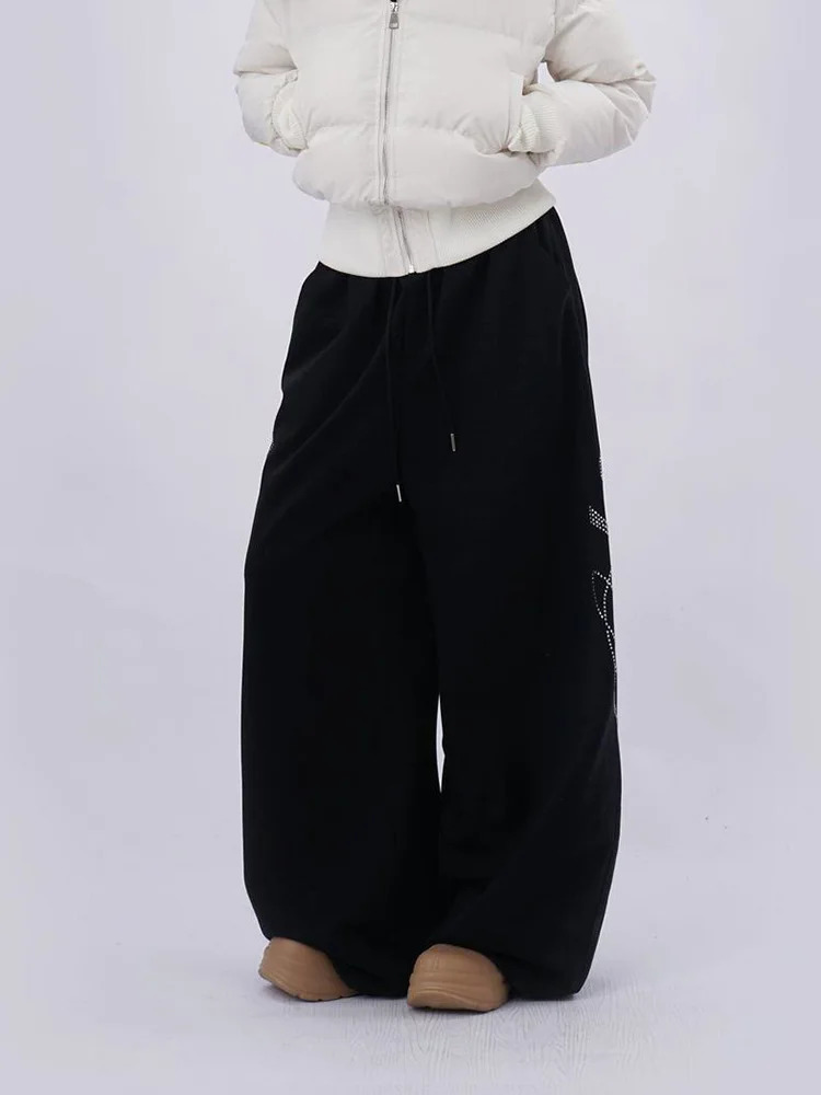 Harajuku Y2k Black Sweatpants Women Loose Vintage American Hop Pants Spring High Waist Bf Streetwear Letter Trousers 260310