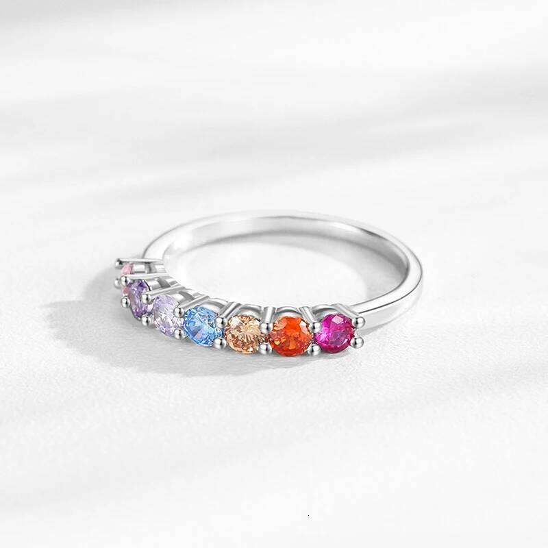 Ailmay 925 Sterling Silver Sparkling Multicolour Crystal Wedding Engagement Band Promise Bridal Ring For Women Fine Jewelry Gift H260312
