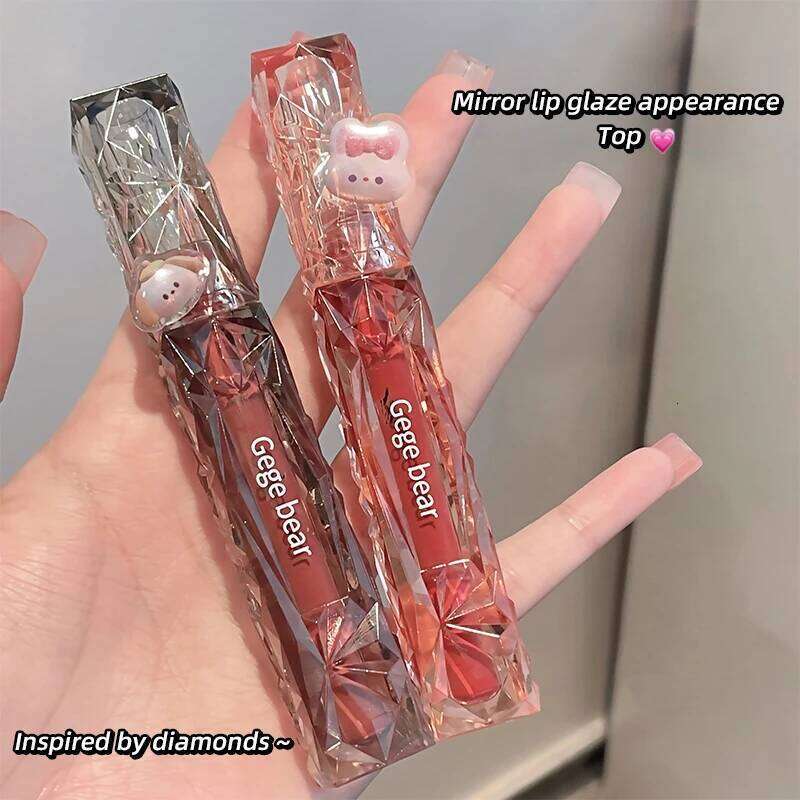 Gegebear Crystal Transparent Lipstick - Long-Lasting Mirror Glaze Easy to Color Lip Gloss with White Drill Detail for Smooth Fin W260311