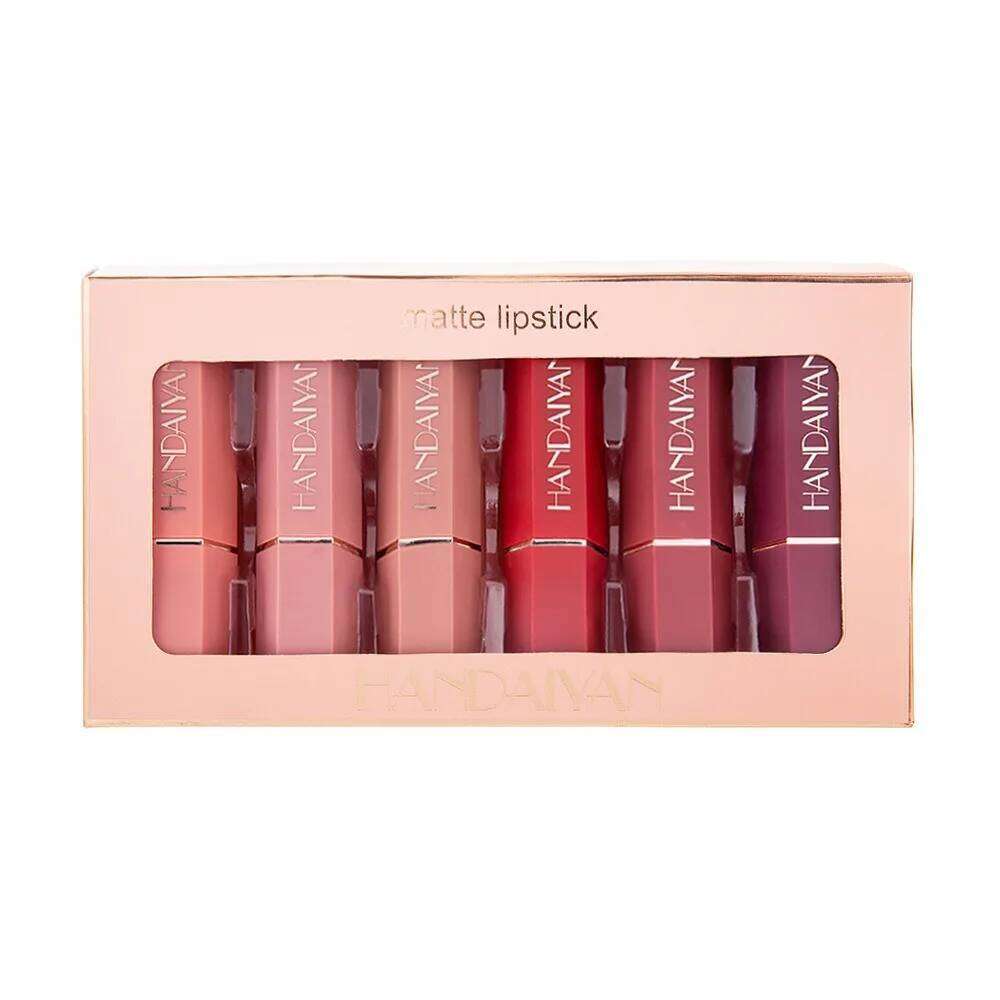 6Pcs/set 6 Colors Matte Velvet Set Long Lasting Red Lipstick Waterproof Women Make Up Cosmetics W260311