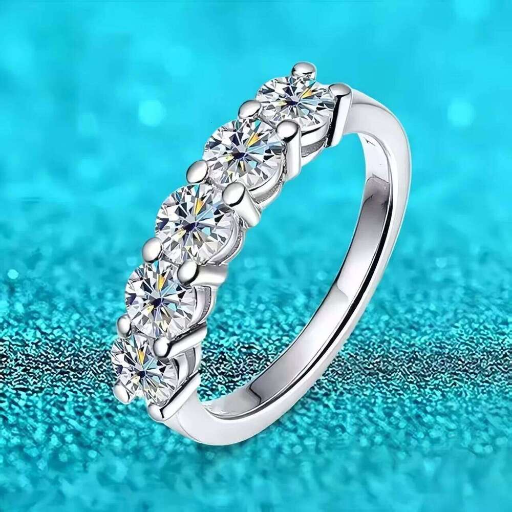 White Gold D Color 4mm Moissanite Ring for Women 1.5Ct Stone Match Diamond Wedding Band Bride S925 Sterling Silver Gra H260312