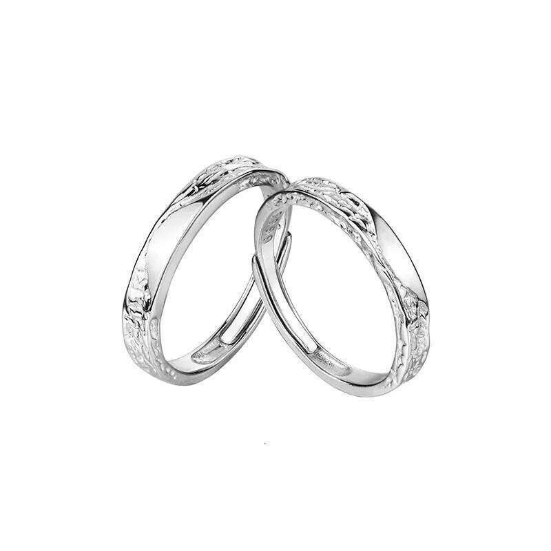 Personality Charm 925 Sterling Silver Adjustable Glacier Texture Couple Rings for Women Man Wedding Jewelry Valentine's Day Gift W260311