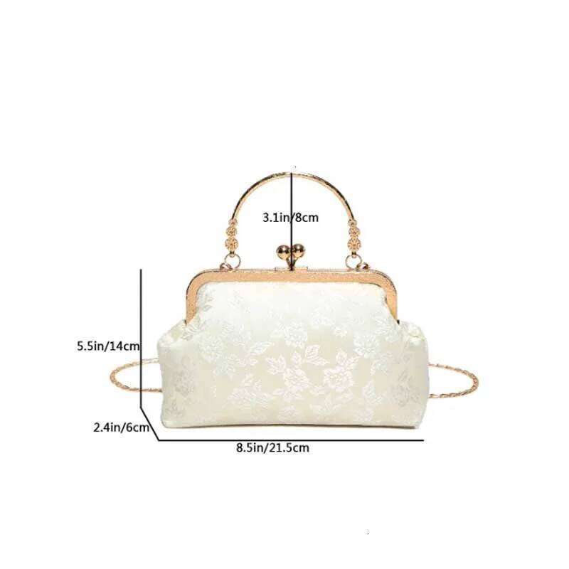 Clasp Frame Embroidery Chinese Style Purse Large Capacity Hanfu Shell Handbag Polyester Luxury Ladies Clutch Bag Girls tote bag shoulder bag Xiu Lai S