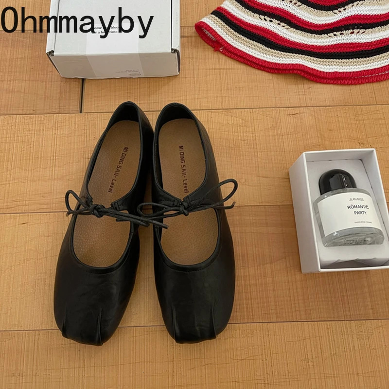 2026 Spring Women Ballet Flats Casual Shallow Butterfly-knot Shoes Soft Sole Womens Elegant Leather Dress Shoes 260227