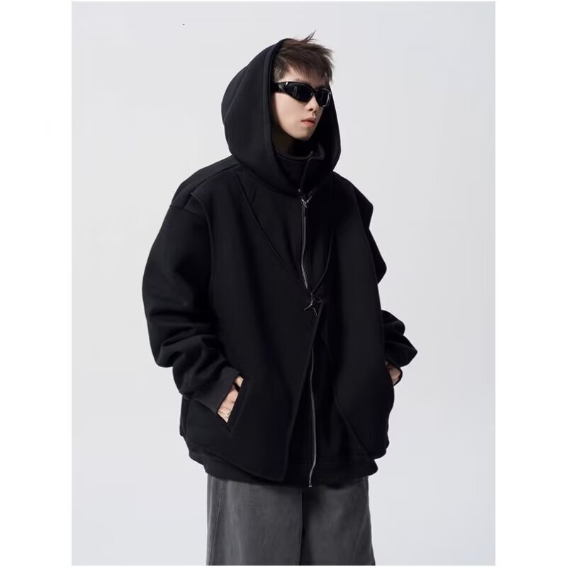 Deconstructed Hooded Designer Hoodie Sweatshirt For Men Spring Trendy Design Fleece-lined Jacket High Street Versatile Couple's Sports Hoodie