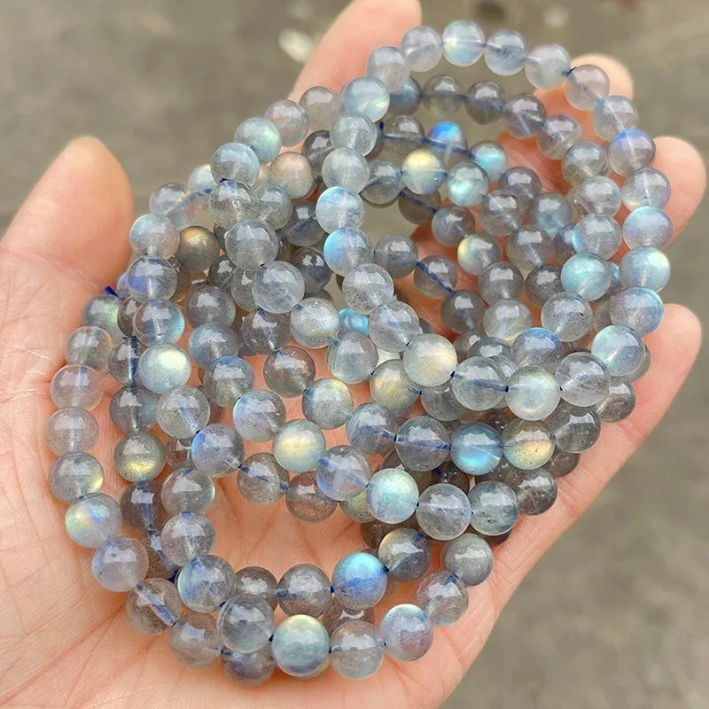 JD 5A Natural Gray Moonstone Bracelets Women Men Charm Labradorite Stone Blue Light Gems Bead Bangles Friendship Jewelry Gift 260302
