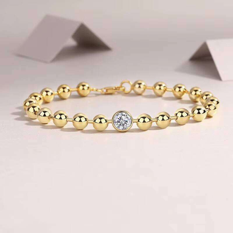 Exquisite Ball Chain Design S Sterling Sier Bracelet Gold Plated Gift, Suitable for Ocns Featuring Diaspore
