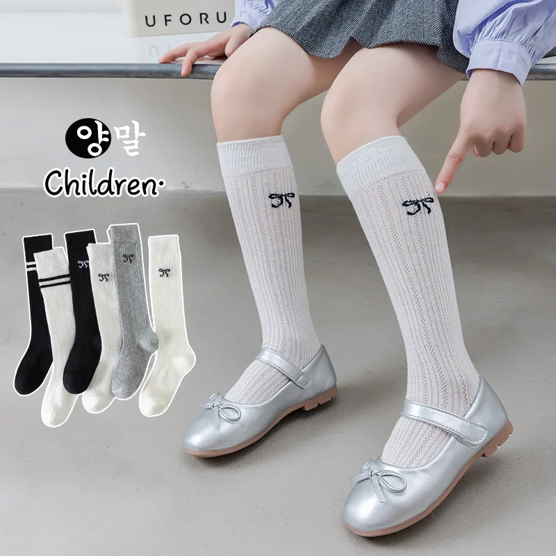 Girls Summer Long Socks Preppy Style Knee Solid Mesh Cotton Stocking Thigh 260311