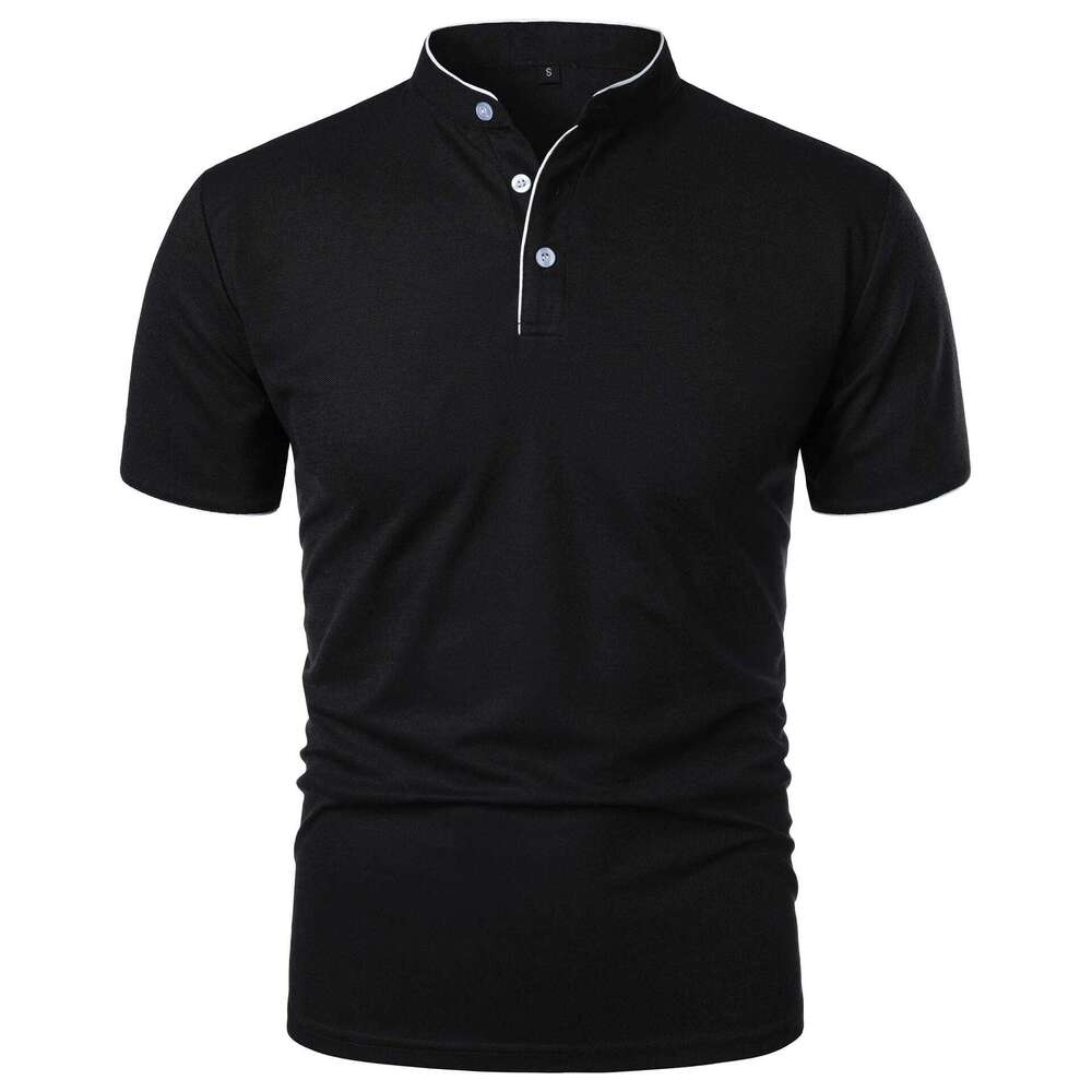 Summer Men's Short Sleeve Collar Tshirts New Solid Color Casual Polo Shirt Trendy Breathable Loose Basic Splice Top 26H0312