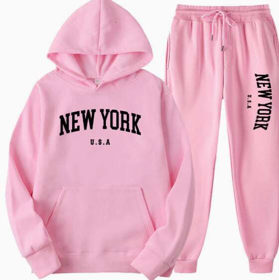 NEW YORK Women's Tracksuit Autumn Winter Hoodies Trousers 2PCS Suit Sports Jogging Street High quality Clothes Women Pants Sets C260312