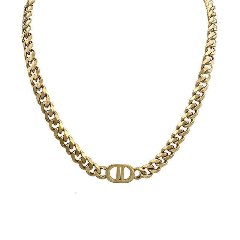 Double D Letter Titanium Steel Necklace Hip-Hop Style Light Luxury High-End Fashion Women's Accessories Pig Nose Collarbone Chain