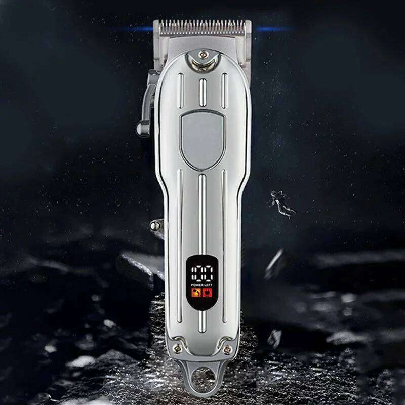 Rechargeable Electric Clipper Powerful Long-Lasting Metal Display Hair Trimmer Professional Shaving Machine Men's Grooming C260312