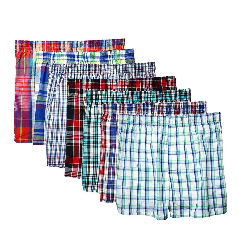 JupiterSecret Shorts Casual Plaid Elastic Waistband Button Mens Boxer Underwear Woven Shorts For Home Random Color 240813CJ
