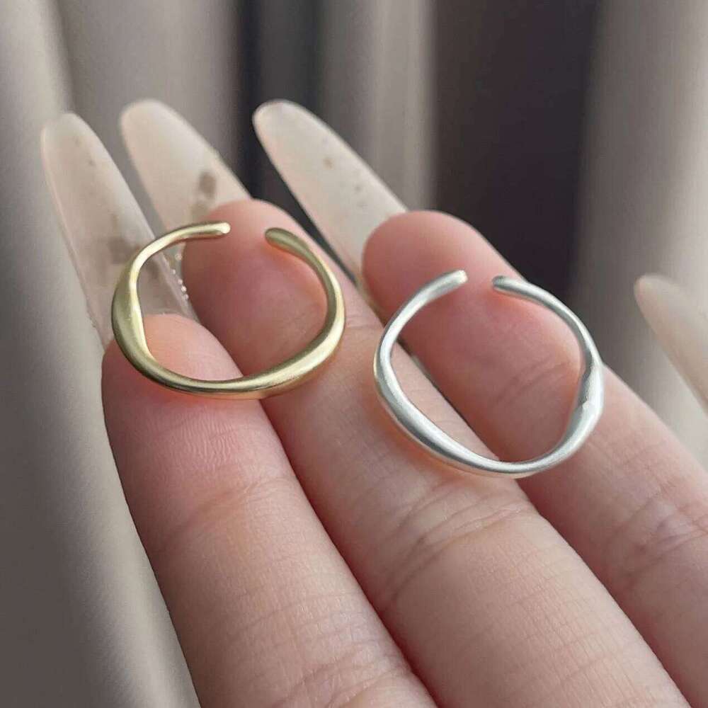 925 Sterling Silver Rings Women Geometric Fine Jewelry Finger Adjustable Simple GOld Narrow Ring For Party Birthday Gift H260312