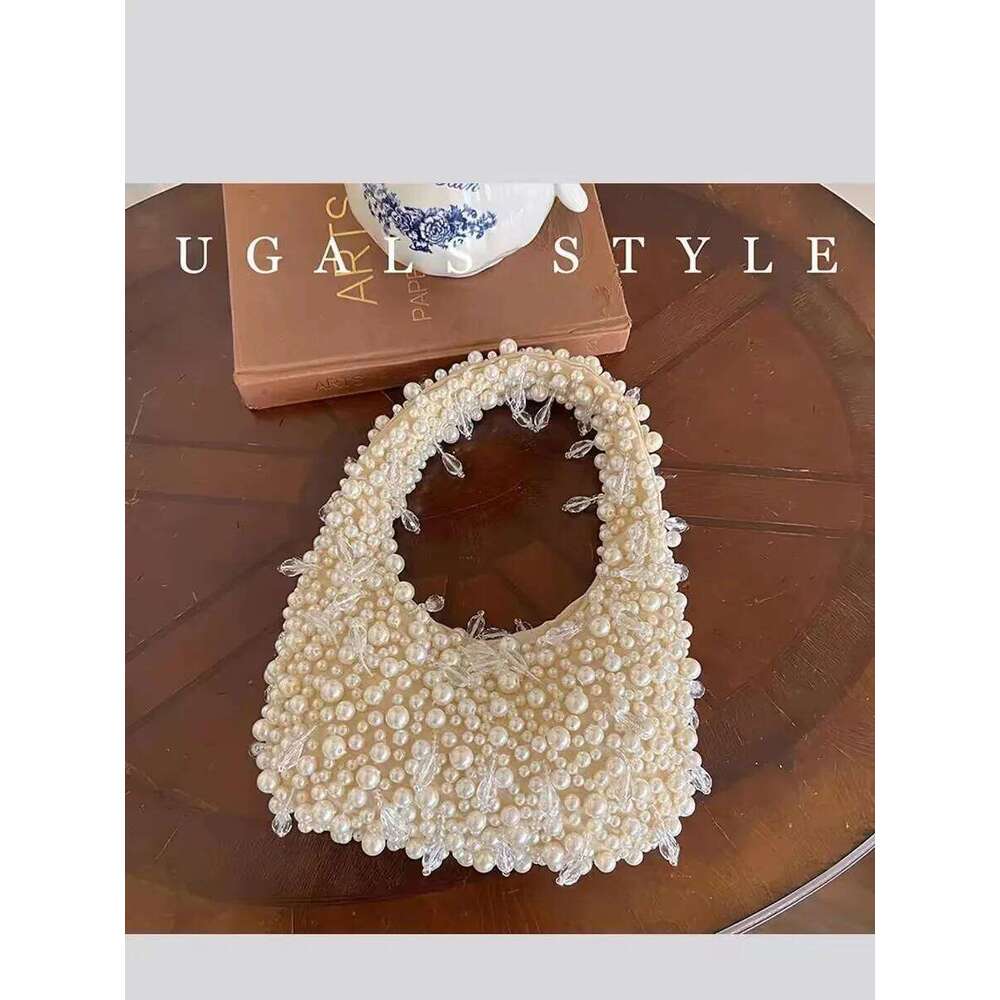 High Quality Pearl Beaded Handmade Women Handbag Fashion Evening Wedding Party Clutch Purse Beads Beading Woven Shoulder Bag