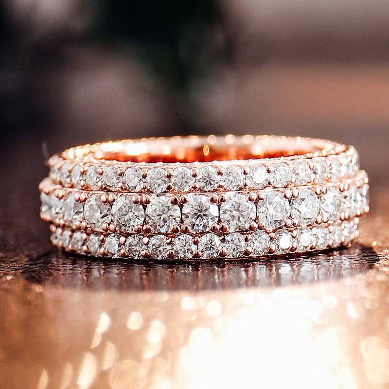 Full Star 10K 14K 18K Rose Gold Hip Hop Jewelry Luxury Moissanite Ring Chunky Handmade Custom Fine Rings for Women Men Party
