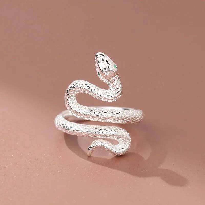 BFCLUB 925 Sterling Silver Simple Rings Women Men Finger Adjustable Open Retro Snake Ring For Party Birthday Gift H260312