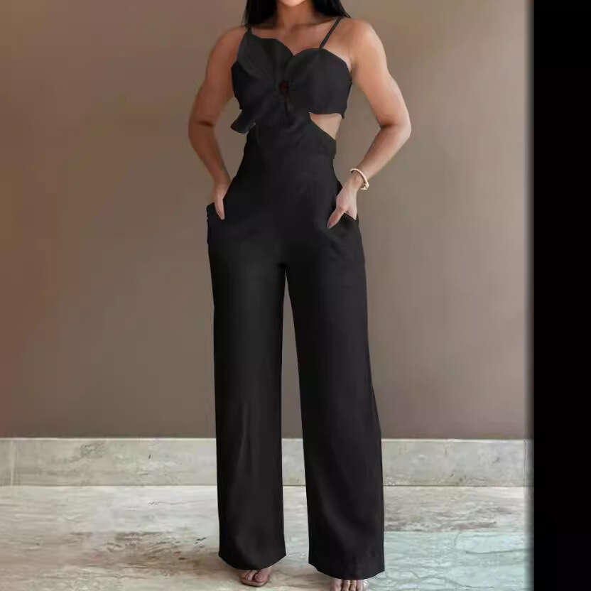 2024 Cross-Border Fashion Casual Backless Jumpsuit for Women