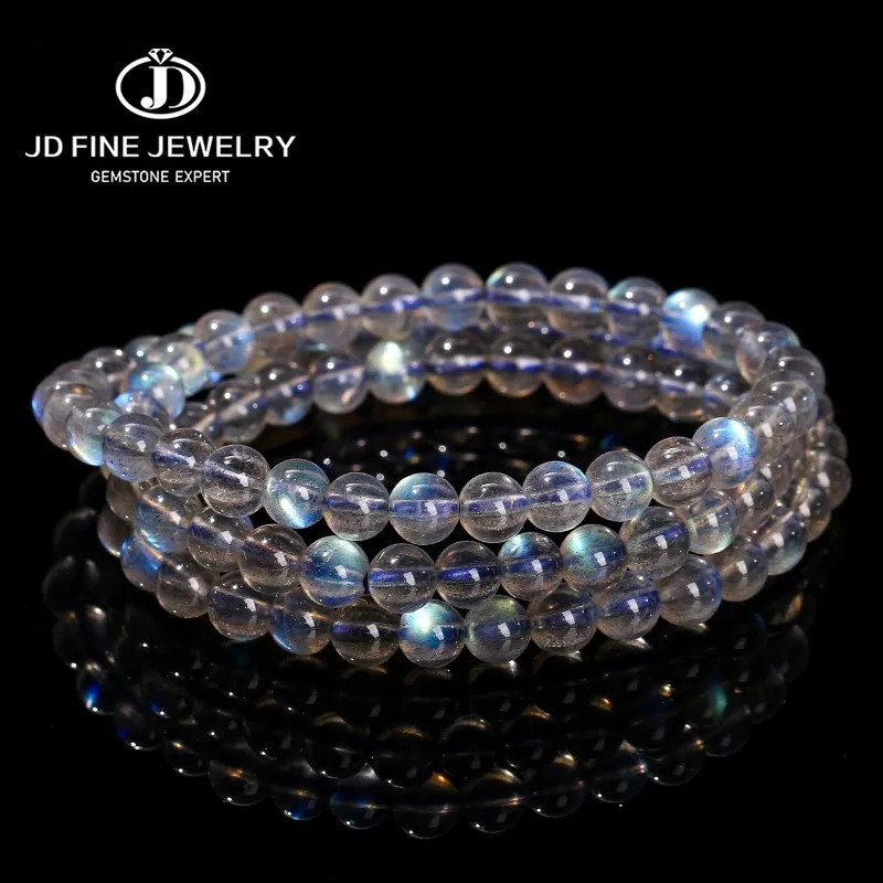 JD 7A Top Natural Blue Light Gray Moonstone Small Bead 3 Layer Strand Bracelets Women Men Charm Labradorite Handmade Bangles 260302