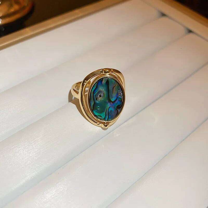 Charm Personality Rotatable Double Sided Opal Rings Women Stainless Steel Oval Anillos Indie Statement Jewelry Gifts New 2024 H260312