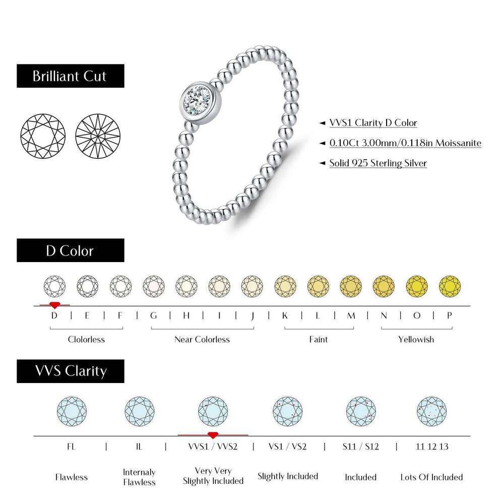 MODIAN D Color Stackable Moissanite Ring 925 Sterling Silver Beads Sparkling Trendy Rings For Women Party Vacation Jewelry H260312