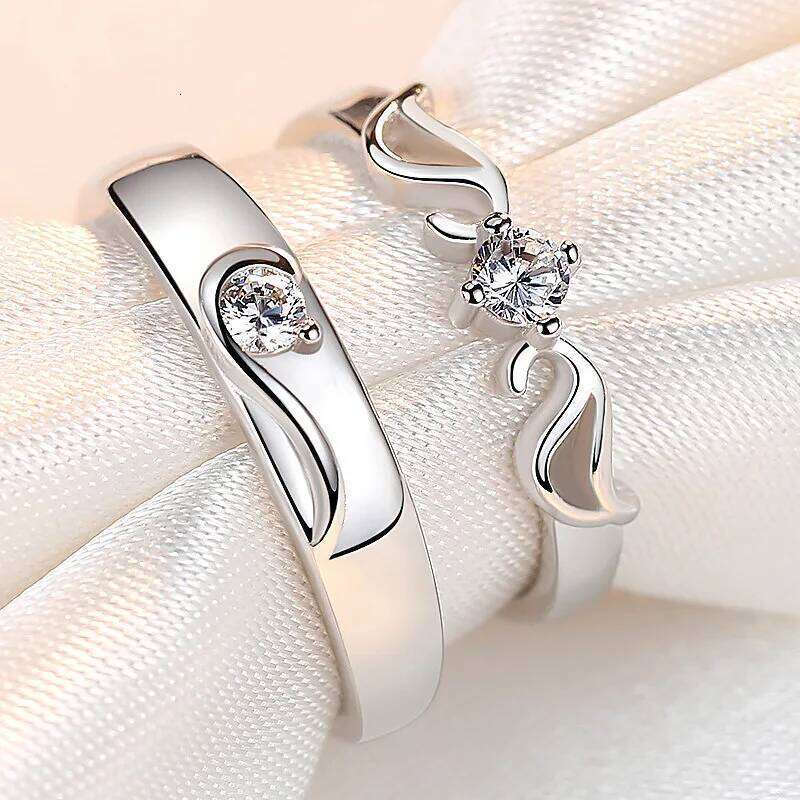 Romantic Cross Heart Crown Couple Ring for Women Luxury Micro Zircon Forever Love Rings Lover Engagement Promise Jewelry Gifts W260311