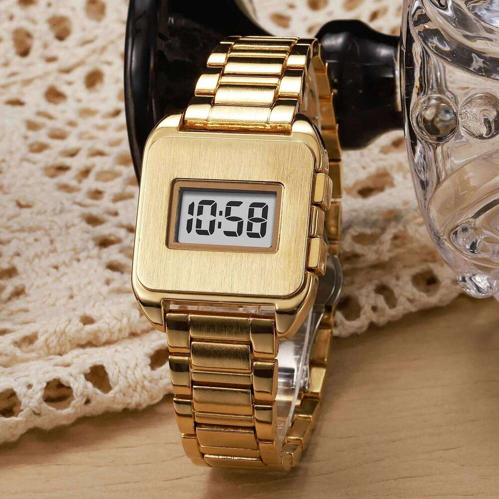 Simple digital men's electronic watch Arabic numerals show conspicuous wearing time as gifts for grandpa's daily life.