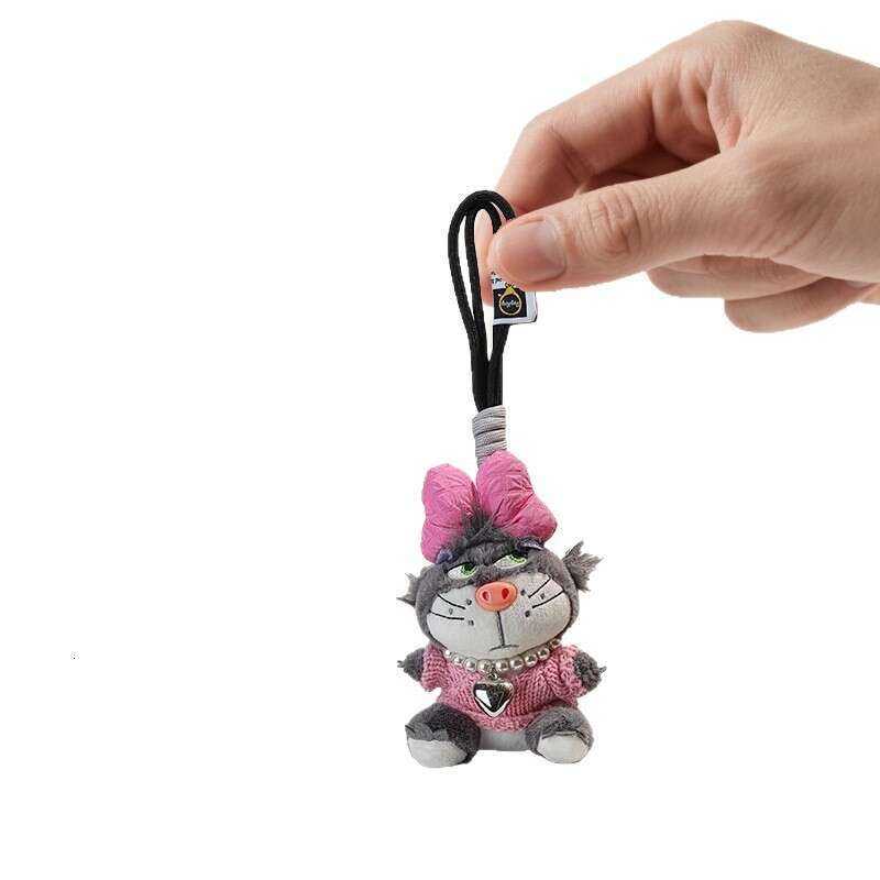 New bow-tie Lucifer cat bag and backpack pendant, plush toy keychain for girls