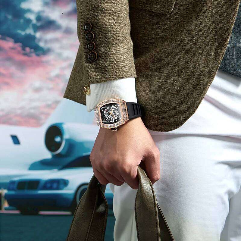 2022 New Men's Watch ONOLA Fashion Luxury Diamond Inlaid Design Quartz Waterproof Tape Watches Men Relogio Masculino Clock - view 4
