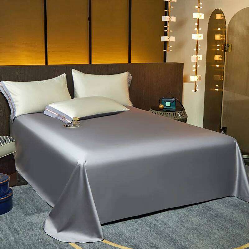 Simple solid color satin long-staple cotton four-piece hotel bed sheet bedding H260312
