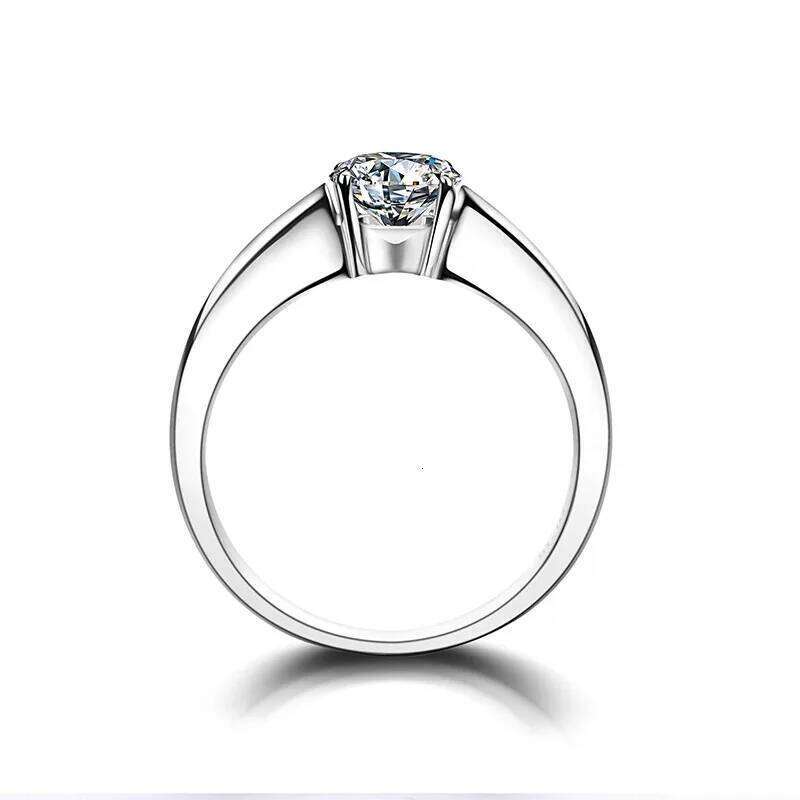 Fine Jewelry Original 925 Sterling Silver Ring Solitaire 6mm 1Ct Diamond Wedding Rings for Women and Men H260312