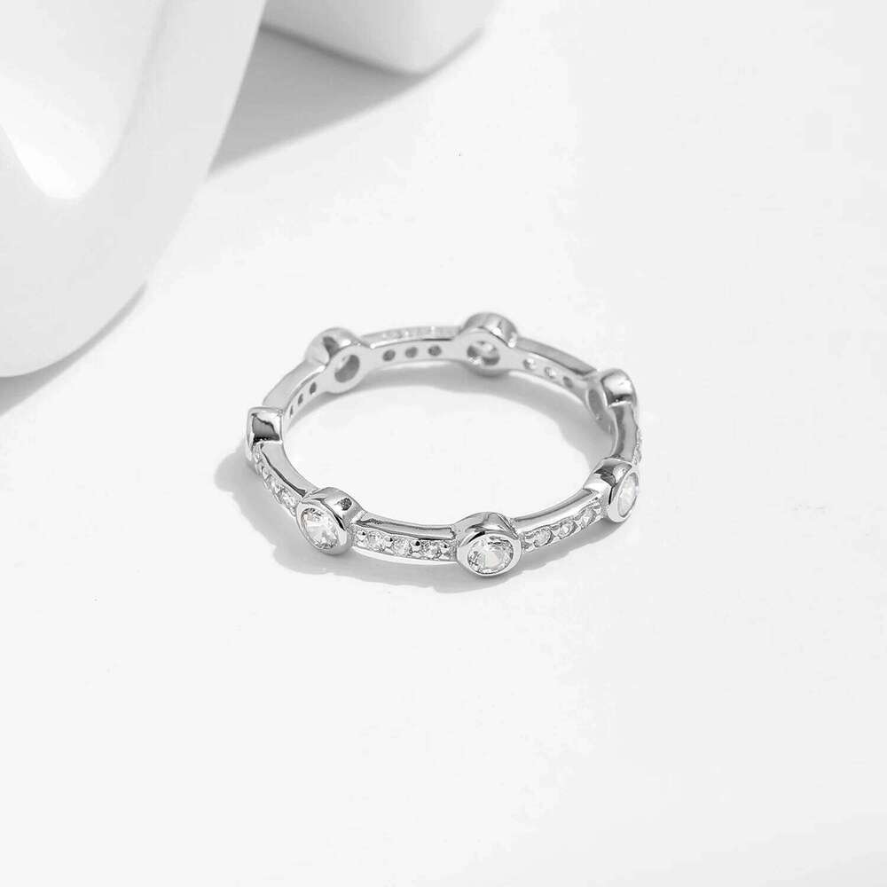 MODIAN Stackable 925 Sterling Silver Fashion Sparkling Round Clear CZ Eternity Band Rings For Women Fine Jewelry H260312