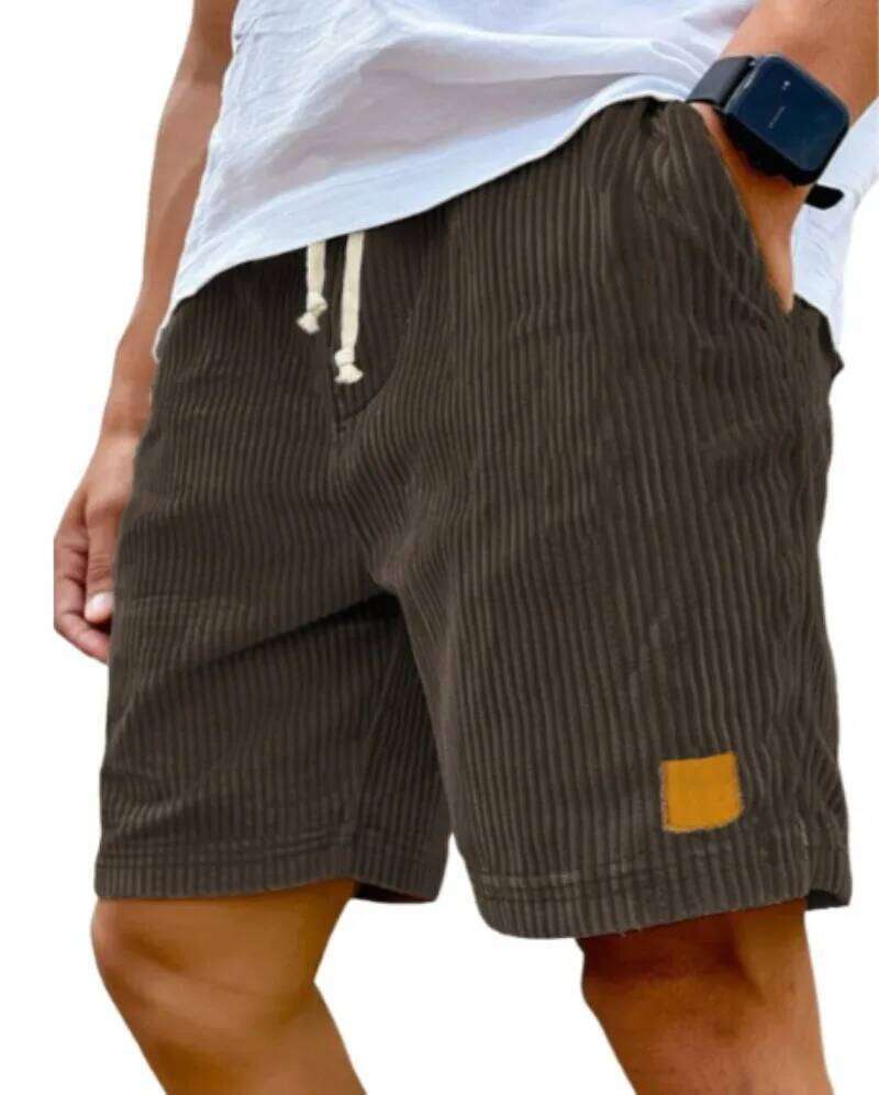 Men's Retro Casual Shorts Fashion Solid Sweatpants Harajuku Corduroy Short Pants New Men Clothing Roupas