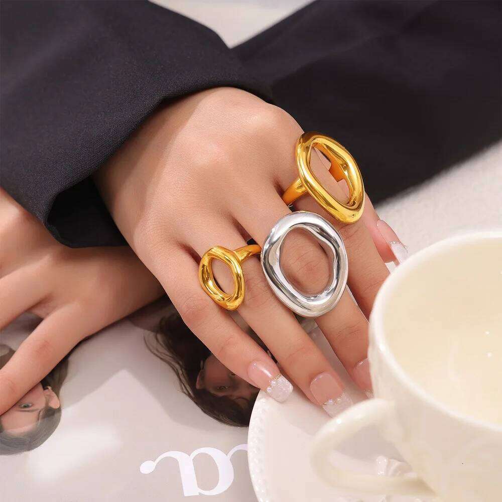 Popular Woman Index Rings Stainless Steel Gold Plated Women Girls Ring Hip Hop Punk Female Jewelry Accessories H260312