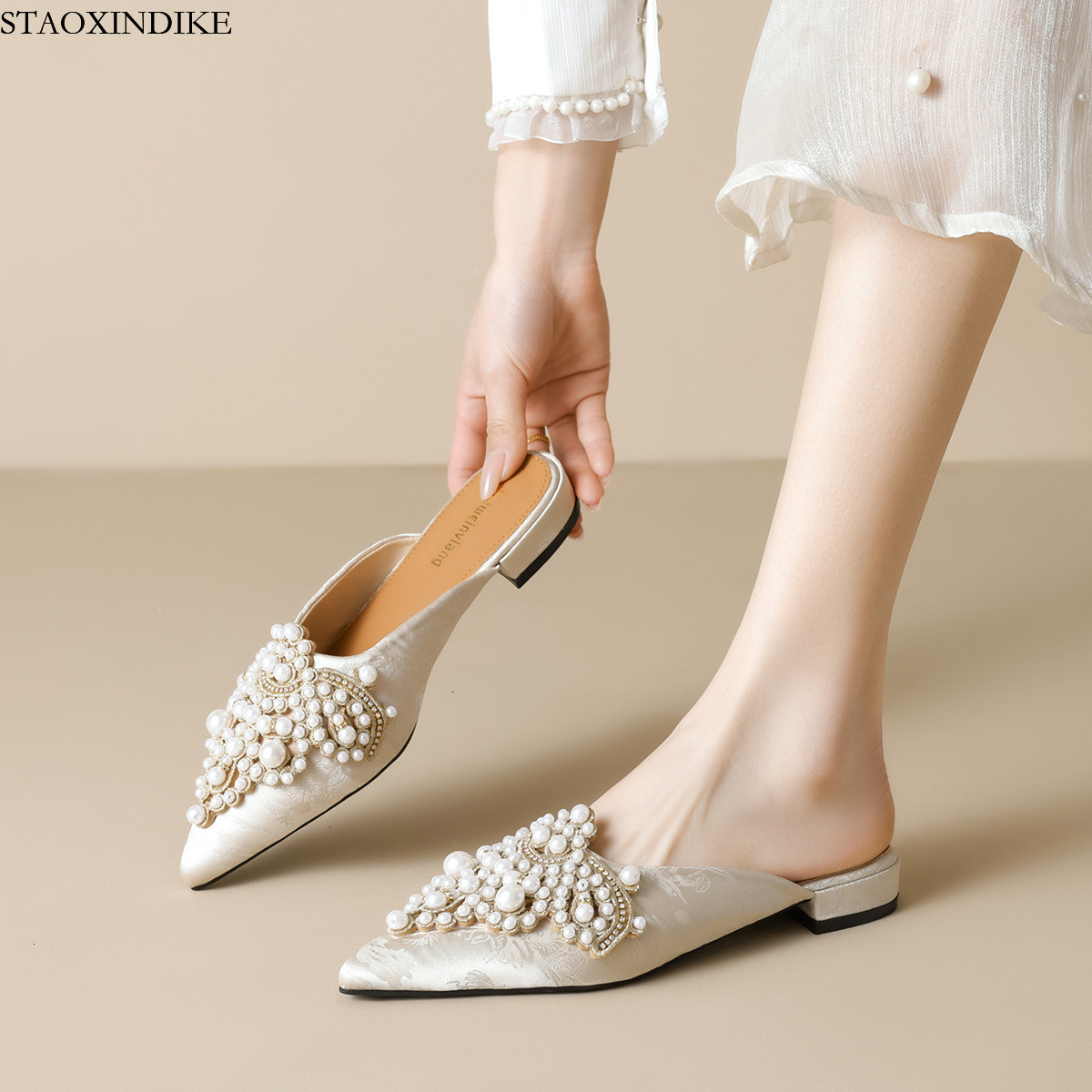 STAOXINDIKE Designer Fashion Heel Wedge Heel Synthetic Fabric Black Closed Open Formal Narrow Budget Heeled Shoes Pumps
