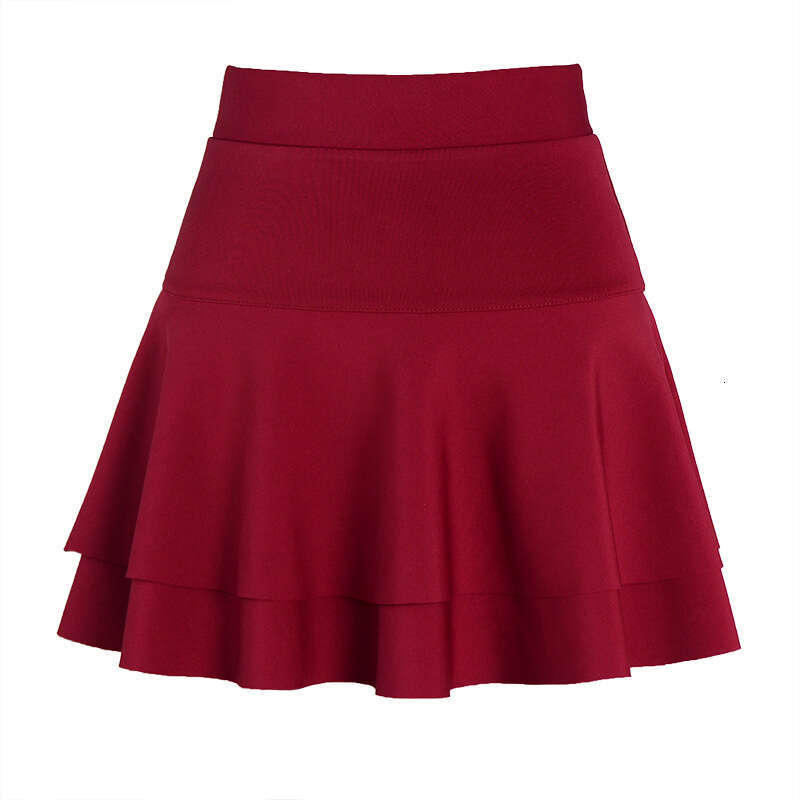 Spring and summer new double-layer color-blocking sailor dance plus-size cake skirt high-waisted A-line dance short skirt puffy half-skirt