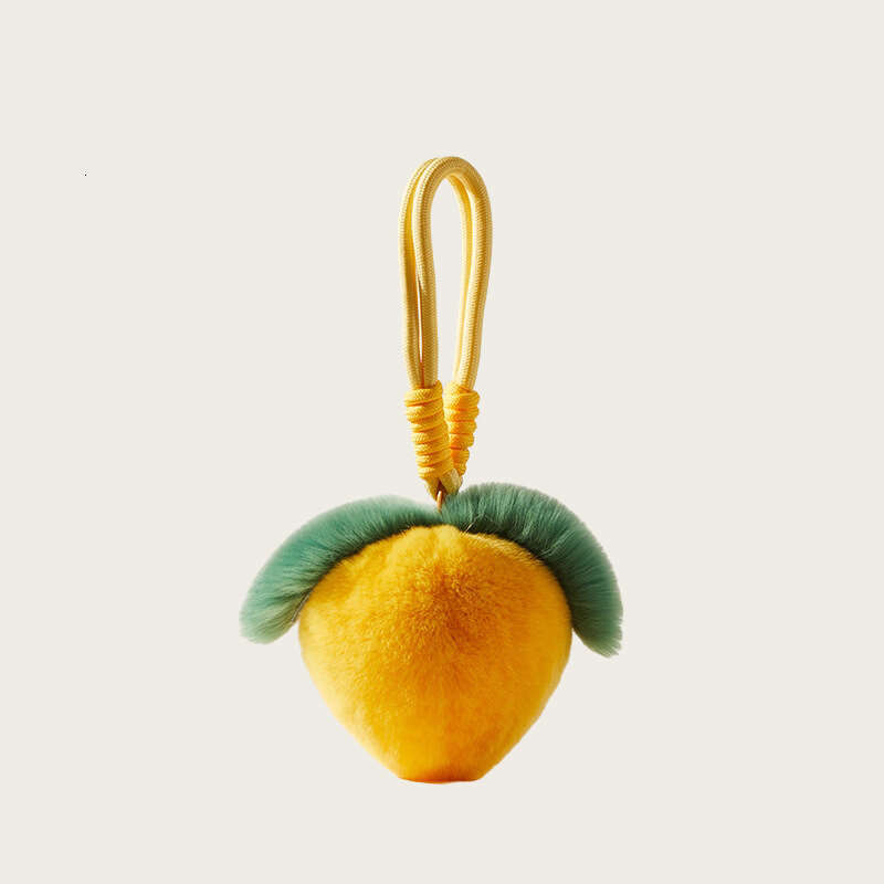 Trendy large-sized cute rex rabbit fur hand strap, peach plush bag pendant, soft and to the touch, fluffy ball decoration