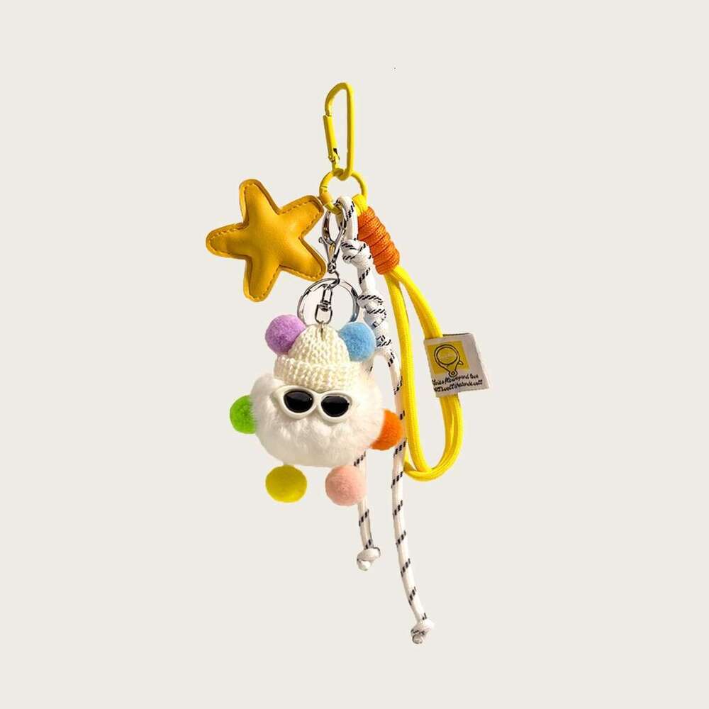 Cute DIY Black Rex Rabbit Fur Small Coal Ball Bag Pendant Plush Doll Backpack Decoration Keychain Gift