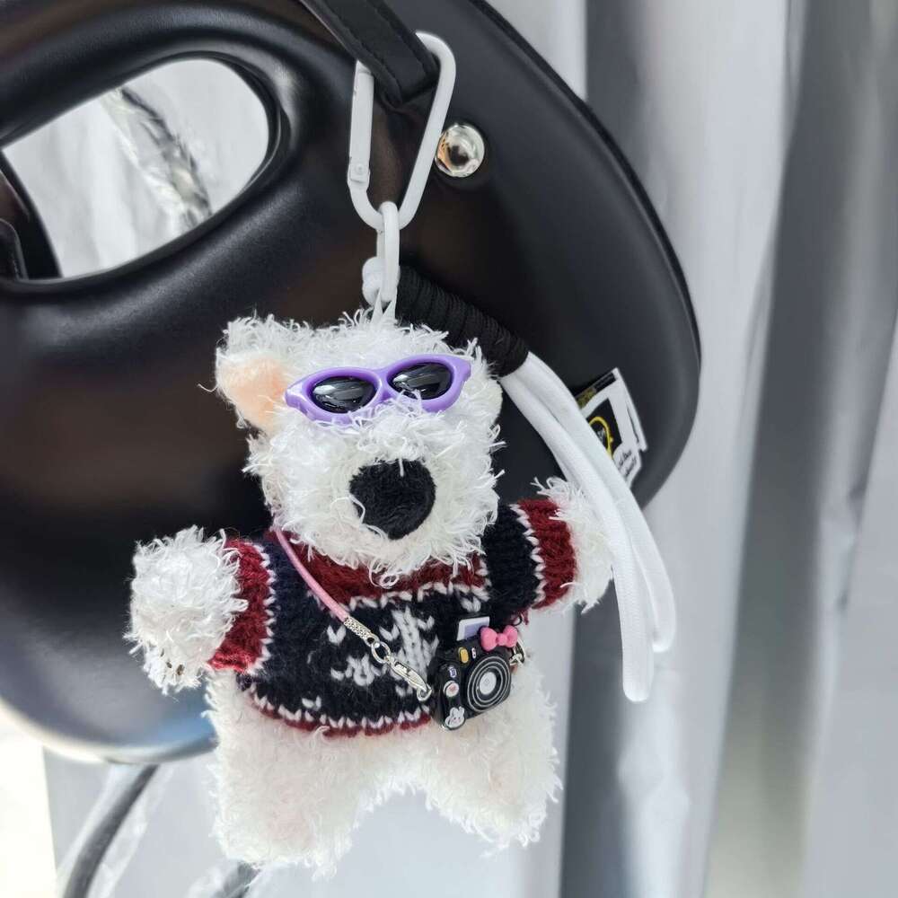 Pilot cartoon West Highland dog bag pendant keychain girlfriend gift plush car decoration trendy toy