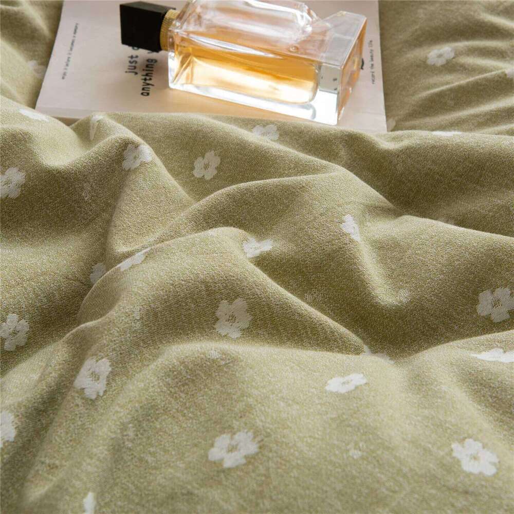 Cotton yarn dyed jacquard four piece set, high-end pure cotton bed sheet, duvet cover, bedding for all seasons H260312