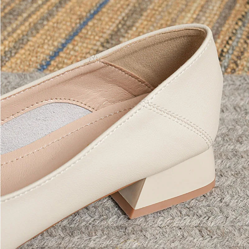 Woman Elegant Square Toe Concise Black 4CM High Heel Female Shallow Retro Mary Janes Comfortable Cute Loafers Lolita Shoes 260306