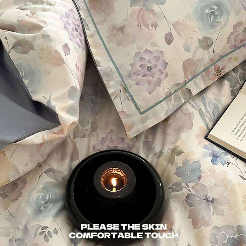 60S Long Staple Cotton Satin Bedding Sets Digital Printed Quilt Cover Set Skin Friendly Ultra Soft Bedclothes for All Seasons H260312