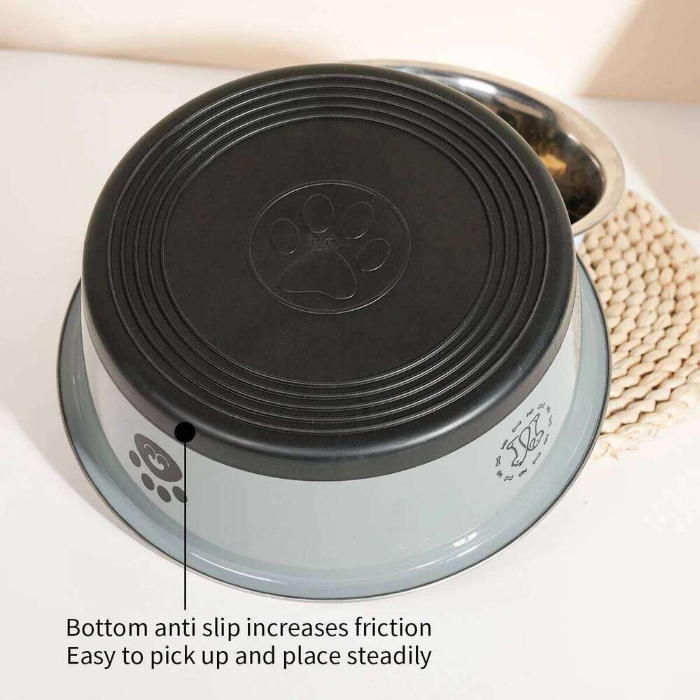 1PC Stainless Steel Dog Food Cat Anti-tip Non-slip Pet Bowl 26Y0312