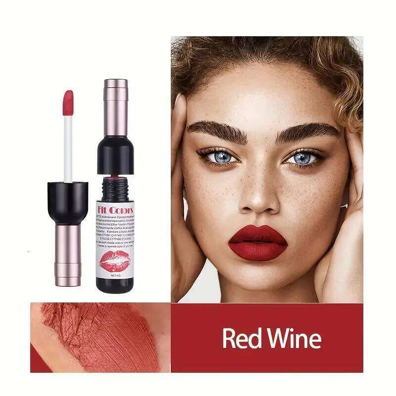 Red Wine Bottle Design Gloss,Velvet Matte Gloss Liquid Lipstick, High Colour Development,for Natural Lip Makeup W260311