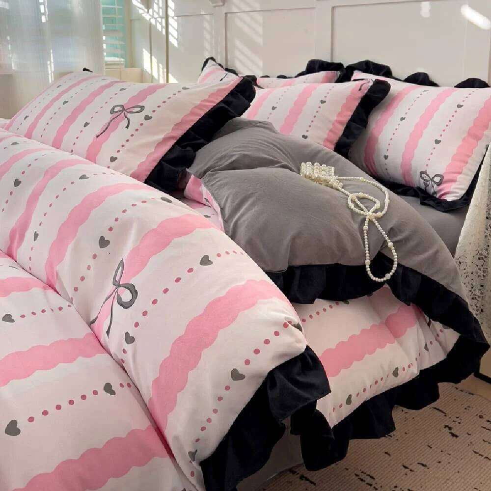 French New Class A Bed Four-piece Comforter Washed Cotton Four-season Skin Friendly Quilt Cover Three-piece Bedding Set H260312 - view 3